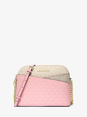 Jet Set Travel Medium Color-Block Signature Logo Crossbody Bag