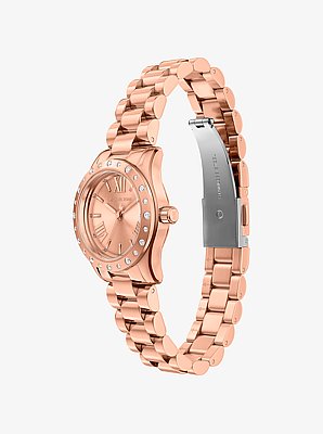 Petite Lexington Pav&eacute; Rose Gold-Tone Watch and Heart Bracelet Gift Set