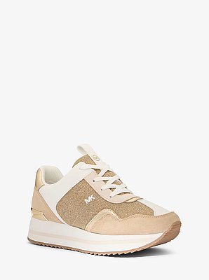 Raina Glitter Chain-Mesh Platform Trainer