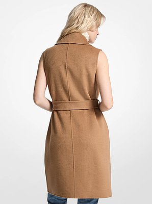 Wool Blend Belted Wrap Vest