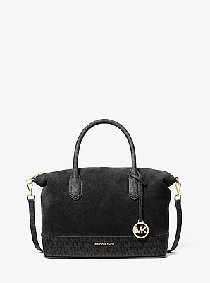 Sac Hyde de taille moyenne en daim et &agrave; logo Signature