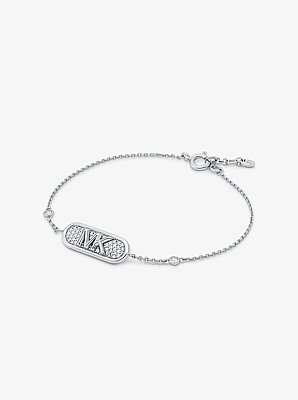 Pav&eacute; Precious Metal-Plated and Sterling Silver Empire Logo Bracelet