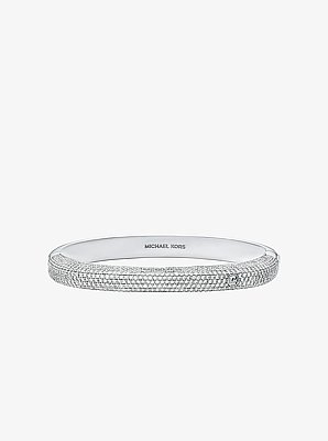 Bracelet rigide carr&eacute; &agrave; pierres pav&eacute;es