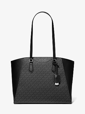 Borsa tote Taryn grande in pelle con logo