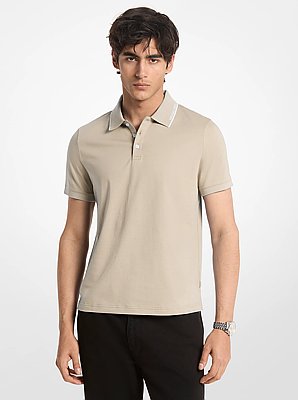 Logo Trim Cotton Jersey Polo Shirt
