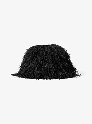 Hand-Embroidered Ostritch Plume Bucket Hat
