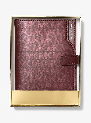 Jet Set Metallic Signature Logo Passport Wallet