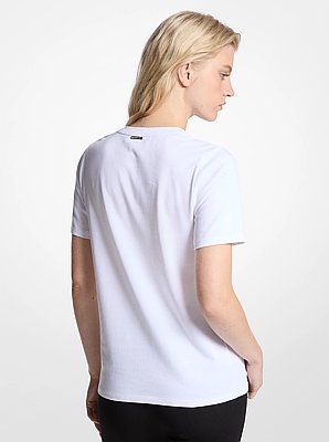 T-shirt en jersey de coton avec imprim&eacute; breloque logo