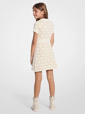 Empire Diamond Textured Knit Quarter-Zip Dress