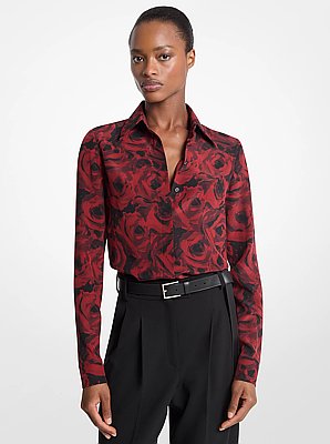 Hansen Floral Print Silk Crepe De Chine Blouse