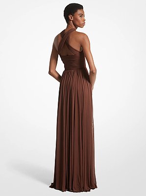 Chiffon Jersey Cross-Front Gown