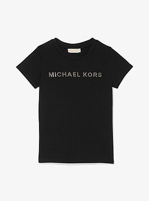T-Shirt aus Stretch-Baumwolle mit Kristallverzierung