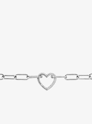Collar de eslabones de coraz&oacute;n con incrustaciones