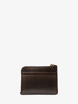 Jet Set Small Burnished Leather Card Case Wristlet