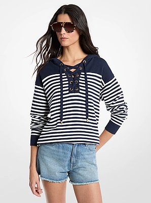Striped Wool Lace-Up Hoodie