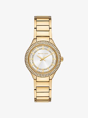 Armbanduhr Sylvia Mini im Goldton mit Pav&eacute;