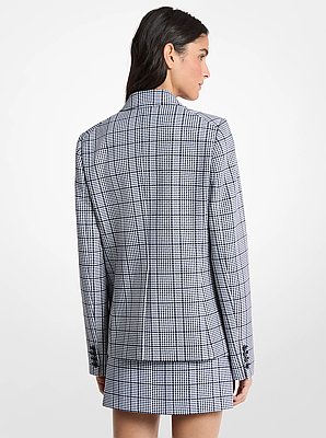 Blazer en cr&ecirc;pe extensible &agrave; carreaux