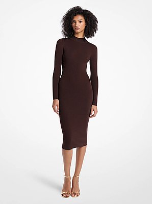 Abito con collo a lupetto in misto lana stretch