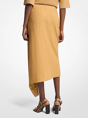 Viscose and Linen Cascade Skirt in CASHEW | Michael Kors image number 1