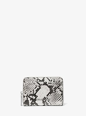 Jet Set Small Snake Embossed Leather Wallet