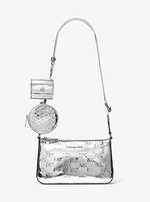 Jet Set Small Patent Logo Debossed Crossbody Bag with Case for Apple Airpods Pro&reg;