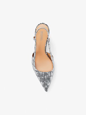 Alora Metallic Crocodile Embossed Leather Slingback Pump