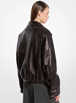 Chaqueta bomber de piel lavada