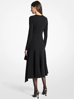 Stretch Wool Crepe Cascade Sheath Dress