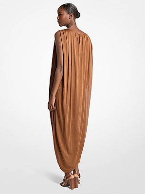 Vestido de jersey de chif&oacute;n drapeado