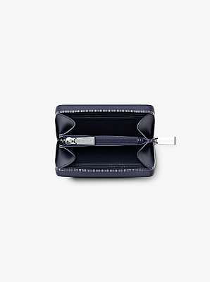 Petit porte-cartes enti&egrave;rement zipp&eacute; Jet Set en cuir grain&eacute;