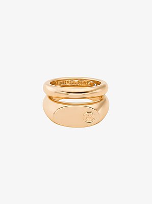 Logo Engraved Double Layered Signet Ring