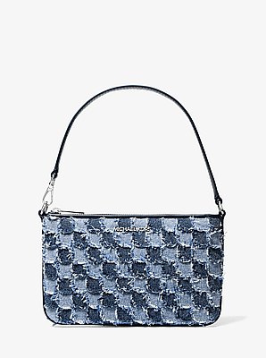 Jet Set Travel Small Patchwork Denim Convertible Wristlet