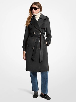 Manteau ceintur&eacute; en m&eacute;lange de laine
