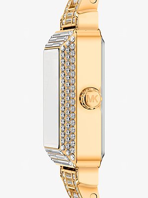 Petite montre Gwynn de ton or &agrave; pav&eacute;