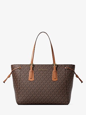 Voyager Large Signature Logo Top-Zip Tote Bag