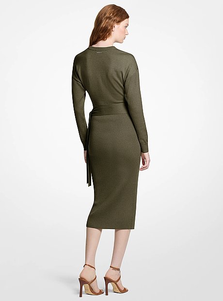Robe mi-longue portefeuille en tricot