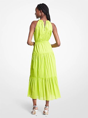 Chain Halter Cotton Lawn Midi Dress