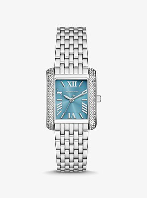 Petite montre Emery argent&eacute;e &agrave; pierres pav&eacute;es