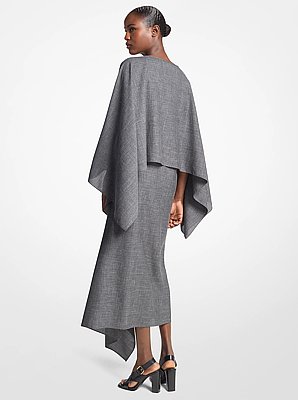 Vestido tipo kimono con bufanda de mezcla de lana y seda