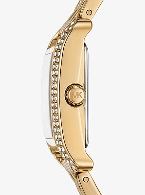 Reloj Monroe mini en tono dorado con incrustaciones