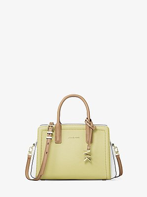 Tr&egrave;s petit sac &agrave; bandouli&egrave;re Laila en cuir &agrave; couleurs contrast&eacute;es