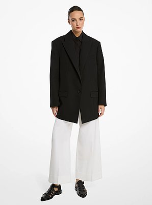 Oversized Wool and Cotton Gabardine Blazer