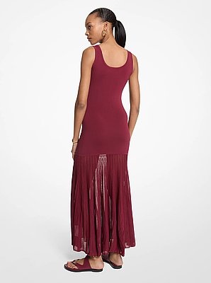 Stretch Viscose Blend Sheer Maxi Dress