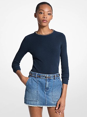 Chain Ribbed Viscose Blend Sweater