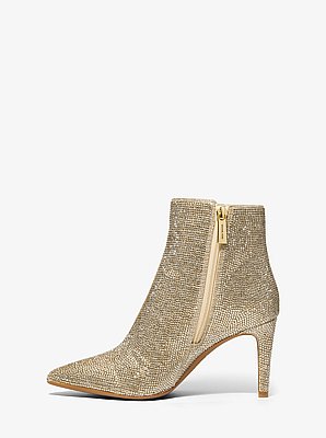 Dorothy Embellished Glitter Chain-Mesh Ankle Boot