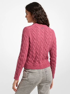 Pullover aus Nylon und Alpakawolle mit Zopfmuster