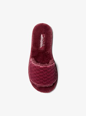 Alexis Logo Debossed Velvet Slide Sandal
