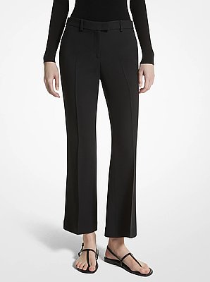 Haylee Double Crepe Sabl&eacute; Cropped Flared Trousers