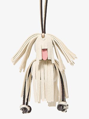 Breloque pour sac en cuir en forme de chien &agrave; poil long
