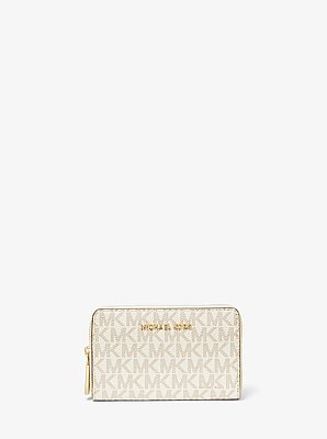 Cartera peque&ntilde;a de piel con estampado de logotipos